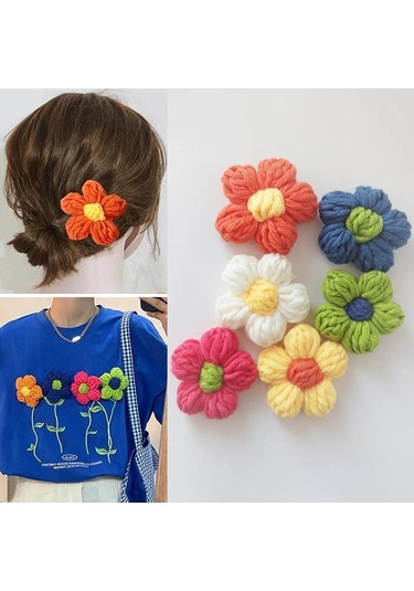 Beyaz El Yapımı Örme Çiçek Broş Pin Takı Kadın Elbise Elbise Basit Yaka Pin