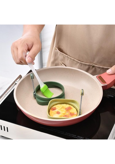 1 Adet Yüksek Isıya Dayanıklı Silikon Yuvarlak Kendin Yap Kızarmış Yumurta Kalıbı Yalıtımlı Kızartma Et Kek Yaratıcı Aletler Koyu Yeşil