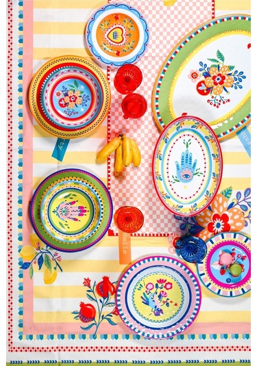 Mamma Mia 6'lı Limon Desenli Yemek Tabağı Seti 28 Cm Çok Renkli