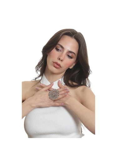 Labalaba Kadın Antik Gümüş Kaplama Ayarlanabilir Örümcek Ağı Figürlü Yüzük Gümüş