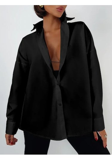 Onnude Oversize Siyah Gömlek 229693674 Siyah