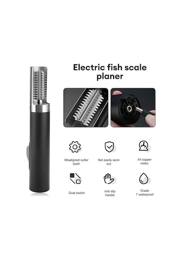 Ambition Taşınabilir Elektrikli Balık Kazıyıcı Su Geçirmez Siyah Balık Temizleme Aleti Siyah