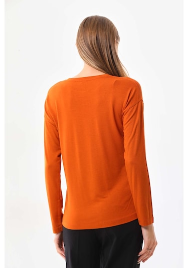 Sistas Kadın İşleme Detaylı Uzun Kol Bluz 23640 Kiremit