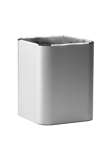 Ganzhoushop Kare Kalemlik Metal Kalemlik Makyaj Fırçası Düzenleyici Tutucu Ofis Masası Düzenleyici Yatak Odası Tuvalet Tezgahı Gümüş