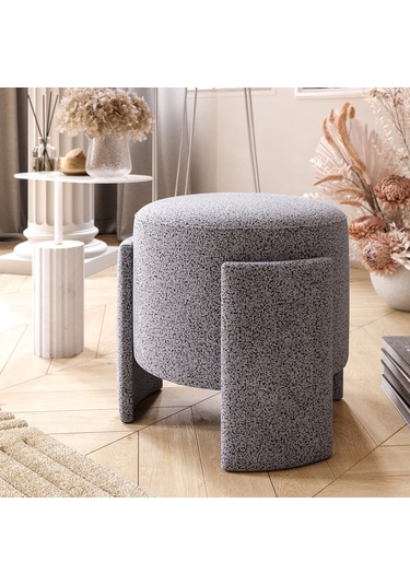 Ash 3 Ayaklı Minimalist Puf, Oturma Odası, Antre Puf Gri