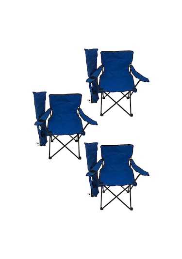Bofigo 3'lü Kamp Sandalyesi Piknik Sandalyesi Katlanır Sandalye Taşıma Çantalı Kamp Sandalyesi Mavi