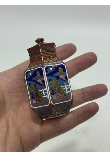 Antika Cloisonne Minyatür Kavanoz 8,1x4,2cm 134