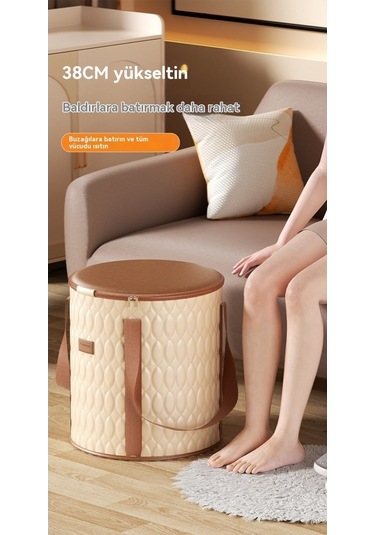 Didadodo Ev Kovası Taşınabilir Katlanabilir Ayak Banyosu-gri, Küçük Masa İle Gri