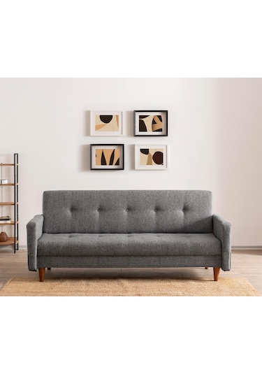 Pafu Hiko Üçlü Yataklı Koltuk - Açık Gri Keten Açık Gri