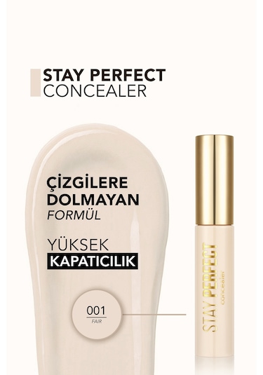 Flormar Stay Perfect Yüksek Pigmentli & Yarı Mat Bitişli Likit Kapatıcı 001 Fair