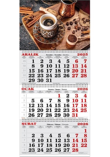 Keskin Color 2026-3 Aylık Spiralli Jumbo Denizci Takvim-kahve