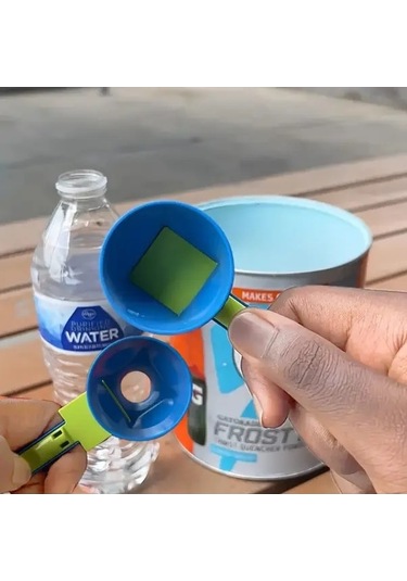 Trendooze Blue 2si1 Protein Ölçeği Mavi Renk Mutfak Gadgetı Kayar Huni Ev Dekorasyonu Mavi