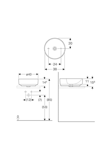 Geberit Variform Çanak Lavabo Yuvarlak 40 CM 500.768.01.2