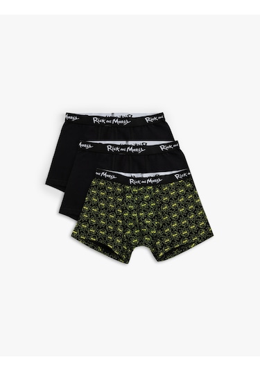Koton Rick And Morty Lisanslı Pamuklu 3'lü Boxer Seti Siyah 5slm90043mk Siyah