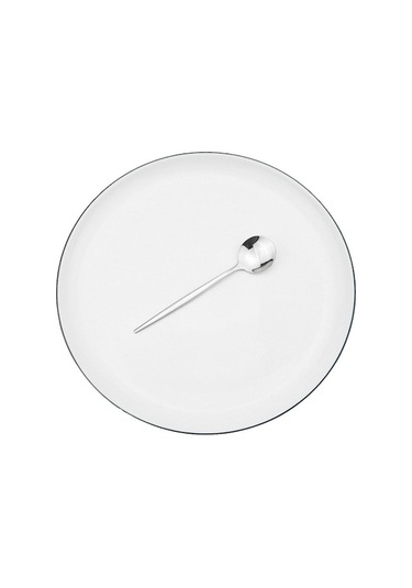 Novahub Gümüş 6 Adet Siyah Yemek Takımı Kaşık Seti Ayna Paslanmaz Çelik Çatal Bıçak Kaşık Seti Yemek Takımı Kahve Çay Kaşığı Sofra Ev Mutfak Gümüş GÜmüş