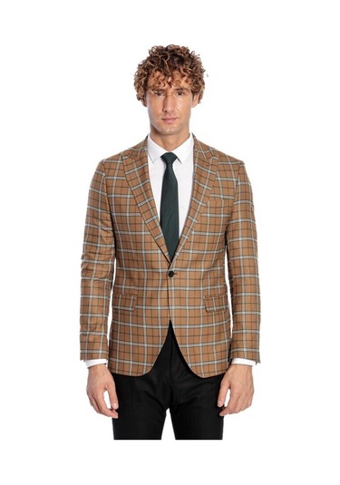 Ekose Kahverengi Erkek Ceket 001