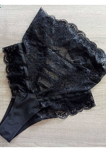 Merry See Yüksek Bel Dantel Külot Siyah