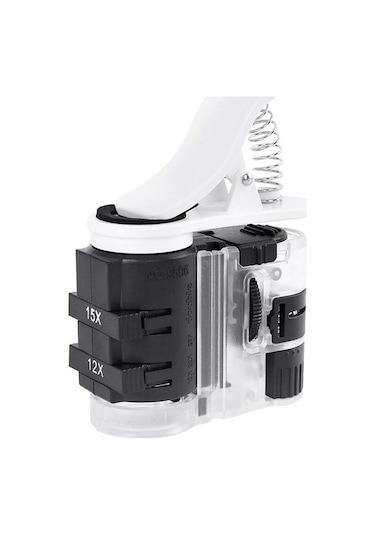 Ayarlı Büyüteç 7-27X 3 Optik Lens Telefon Klipsli UV/Beyaz Işıklı