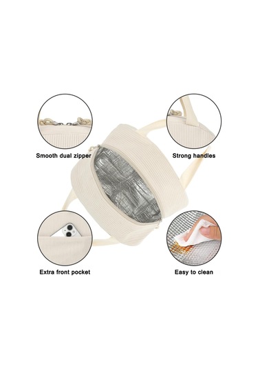 Dianziye Kadınlar Ve Kızlar İçin Korduroy Isı Yalıtımlı Yemek Çantası - Tekrarlı Kullanım, Isı/soguk Tutma, Okul-piknik-iş Uygun, Bej Renk Dianziye Kadınlar Ve Kızlar İçin Korduroy Isı Yalıtımlı Yemek Çantası - Tekrarlı Kullanım, Isı/soguk Tutma, Okul-piknik-iş Uygun, Bej Renk