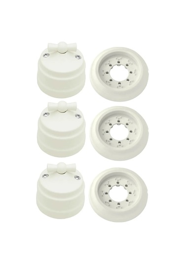 Bylectrıca Retro Bej Çerçeveli Döner Yüzey Monte Anahtarı 3 Adet 367567463