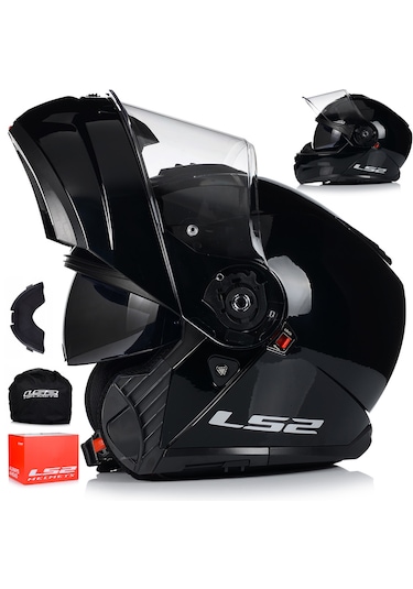 Ls2 Strobe 2 Siyah Çene Açılır Motosiklet Kaskı Siyah