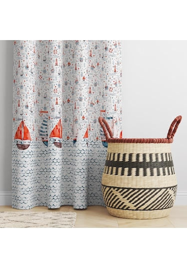 Uzay Gemisi - Gemici Gemi - Balonlu - Elisa Prenses Desenli Renkli Çocuk Odası Fon Perde Çok Renkli