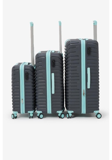3'lü Set Silikon Kırılmaz Pp Unisex Füme Turkuaz Valiz Pwvlz005 Füme Turkuaz