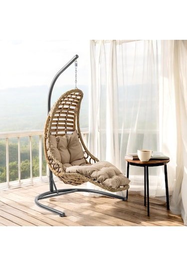 Capri Swing Bodrum Tekli Rattan Bahçe Salıncağı Balkon Salıncağı Renkli