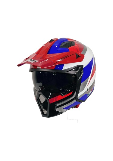 Sway Sw X1 Seul Track Çene Çıkan Kask Beyaz - Kırımızı