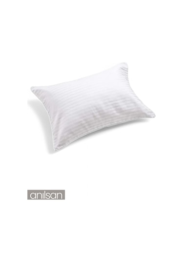 4l'ü Çizgili Saten Yastık Kılıfı 50x70 Cm, 83tel Beyaz