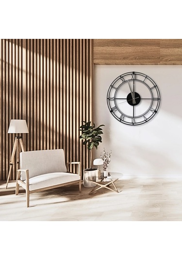 40 Cm Siyah Metal Duvar Saati Sessiz Akar Mekanizma Roma Raka... Siyah