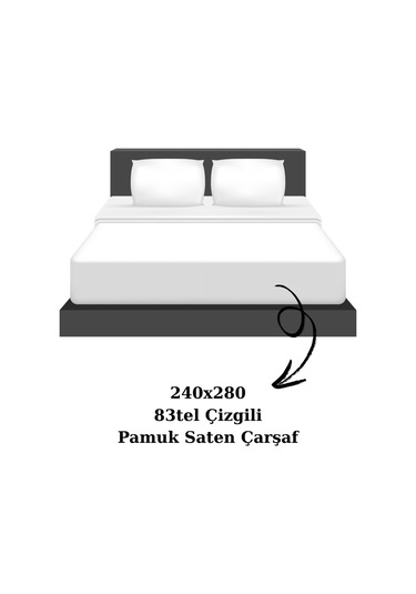 Nivora Çift Kişilik Çizgili Pamuk Saten Çarşaf 240x280 Mix & Match Otel Serisi Beyaz