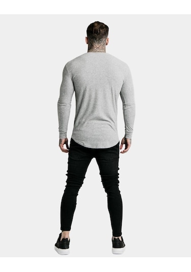 Bpm Siksilk Fırçalı Örgü Erkek Jumper Gri