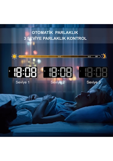 HyMark LED Ekran USB Güç Dijital Aynalı Masa Saati Sıcaklık Alarm Takvim/ADPT