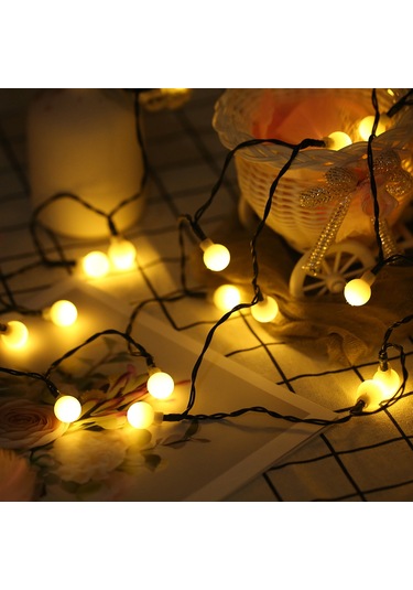 Singree Güneş Enerjili 60 Led Aydınlatma Küreleri - 8 Modlu, Ip44 Su Geçirmez, 8 Metre Sıcak Beyaz