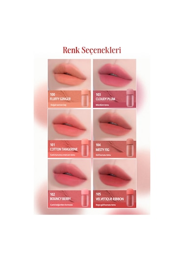 Clio Blur Efekti Veren Kadife Bitişli Dolgunlaştırıcı Tint Clıo Volumate Blur Tint 100 Fluffy Ginger