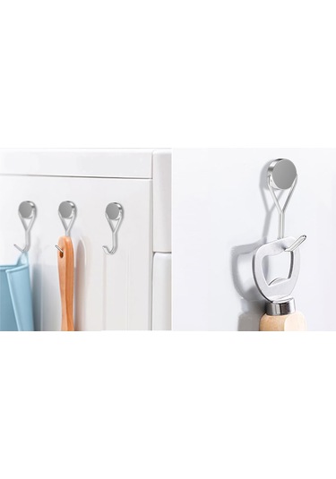 Monyee 4 Adet Dairesel Döner Manyetik Hook: 360 Dönebilen, Delik Yaptırmadan, Mutfak/banyo İçin Güçlü Tutucu Diğer