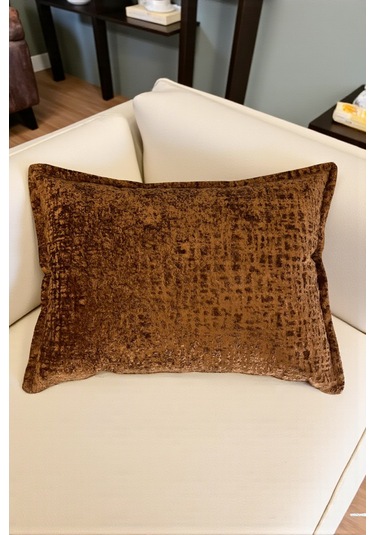Kırlent İthal Kadife Kumaş - 35x50cm Yumuşak Dokulu Dekoratif Özel Tasarım Kırlent Kılıfı Kiremit