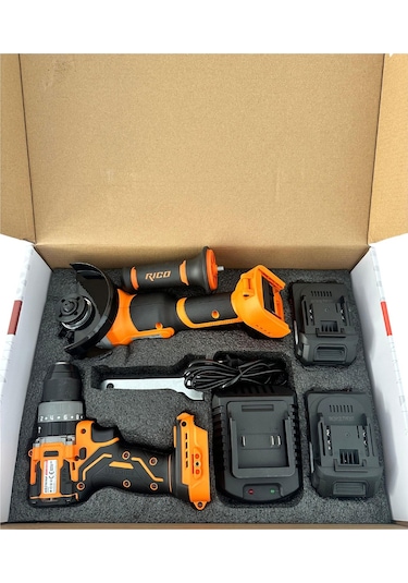 Rico 028-RE0040 Şarjlı Darbeli Matkap + 4AH 20V Şarjlı Avuç İçi Taşlama Seti