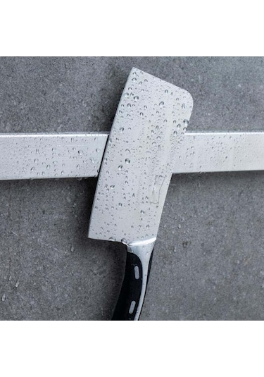 Paslanmaz Çelik Bıçaklık - Manyetik Mutfak Rafı, Pratik Bıçak Askısı Ahşap