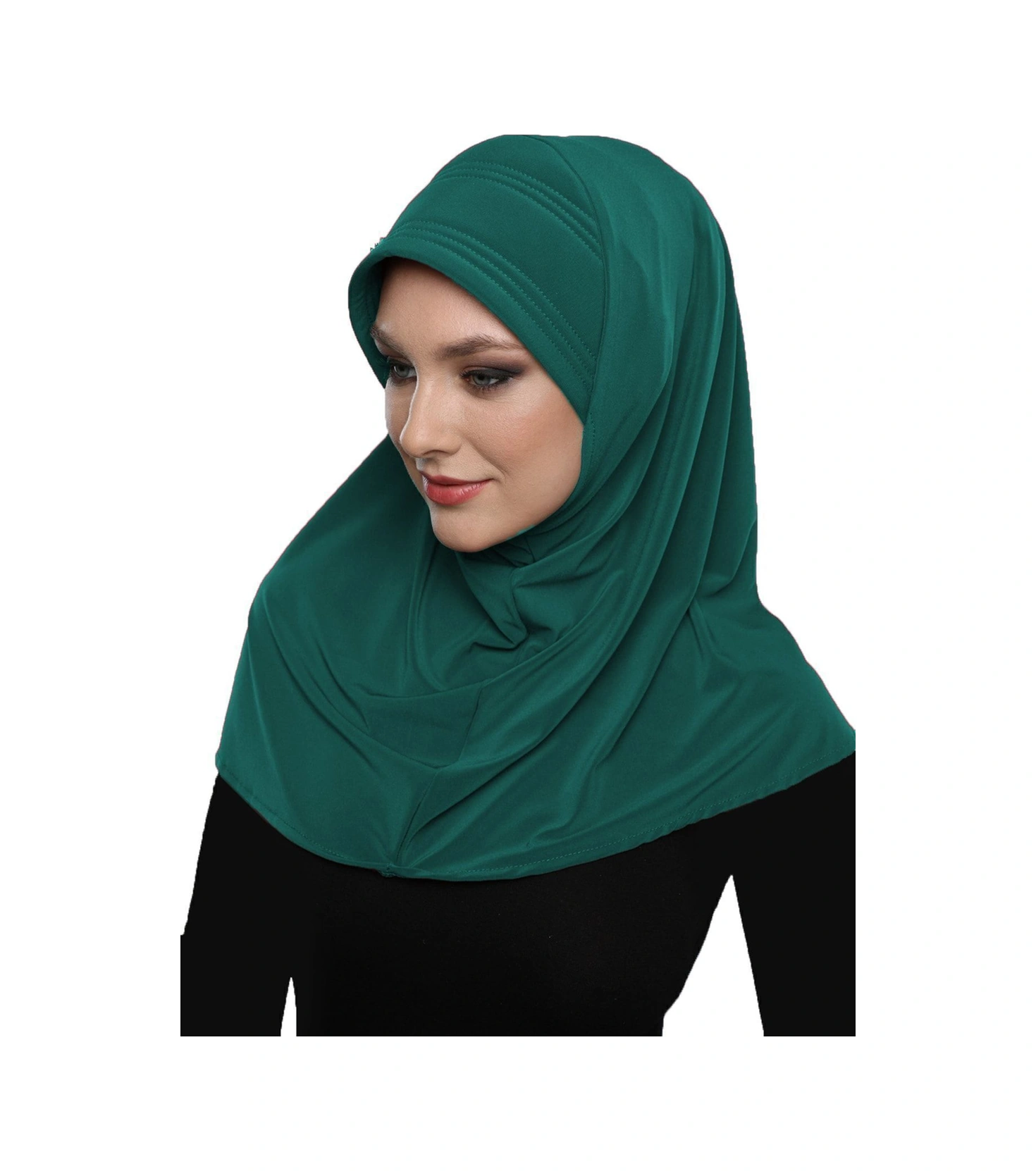 Takmatik Taşlı El Işi Boncuk Işlemeli Yeşil Hazır Türban Tesettür Bone Namaz Örtüsü Hürrem