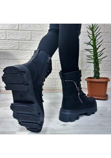 M.p One 3147 Siyah İçi Tüylü Kürklü Fermuarlı Kız Çocuk Bot 001