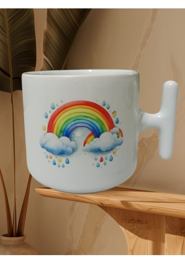 Gökkuşağı Çift Taraf Baskılı Kupa Bardak Beyaz T
