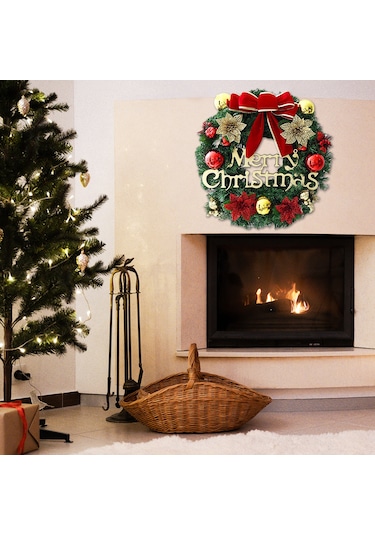 Fiyonklu Noel Çelenk Düğüm Sahte Çiçekler Toplar 20 Çok Renkli