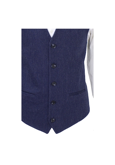 Mentor Regalo Erkek Yelek V Yaka Lacivert Balıksırtı 50465