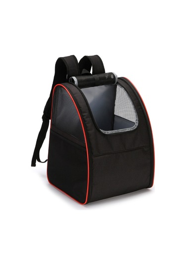 Havalandırmalı Büyük Kapasiteli Evcil Hayvan Sırt Çantası Siyah & Kırmızı