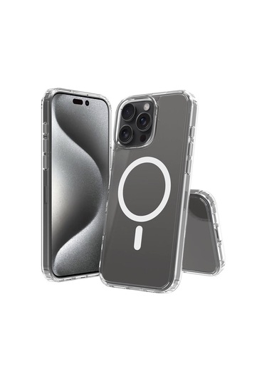 İphone Uyumlu 16 Pro Max Kılıf Magsafe Şarj Özellikli Şeffaf Sert Pc Zore Embos Kapak-şeffaf