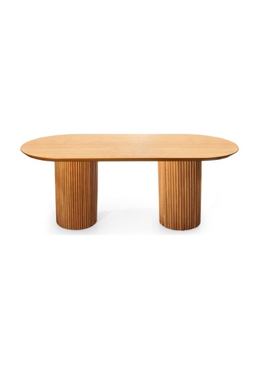 Sierra İskandinav Oval Natural Ahşap Bohem Masa 90x180 Natural Ayak - Natural Üst