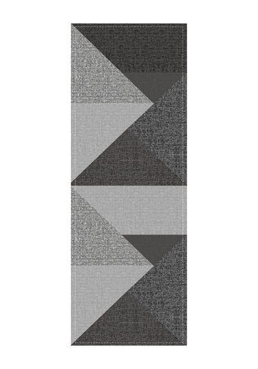 Füme Geometrik Desenli Premium Masa Örtüsü Runner Rnr606