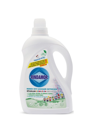% 100 Doğal Bitkisel Bebek Sıvı Çamaşır Deterjanı - Kokusuz 2200 ML
